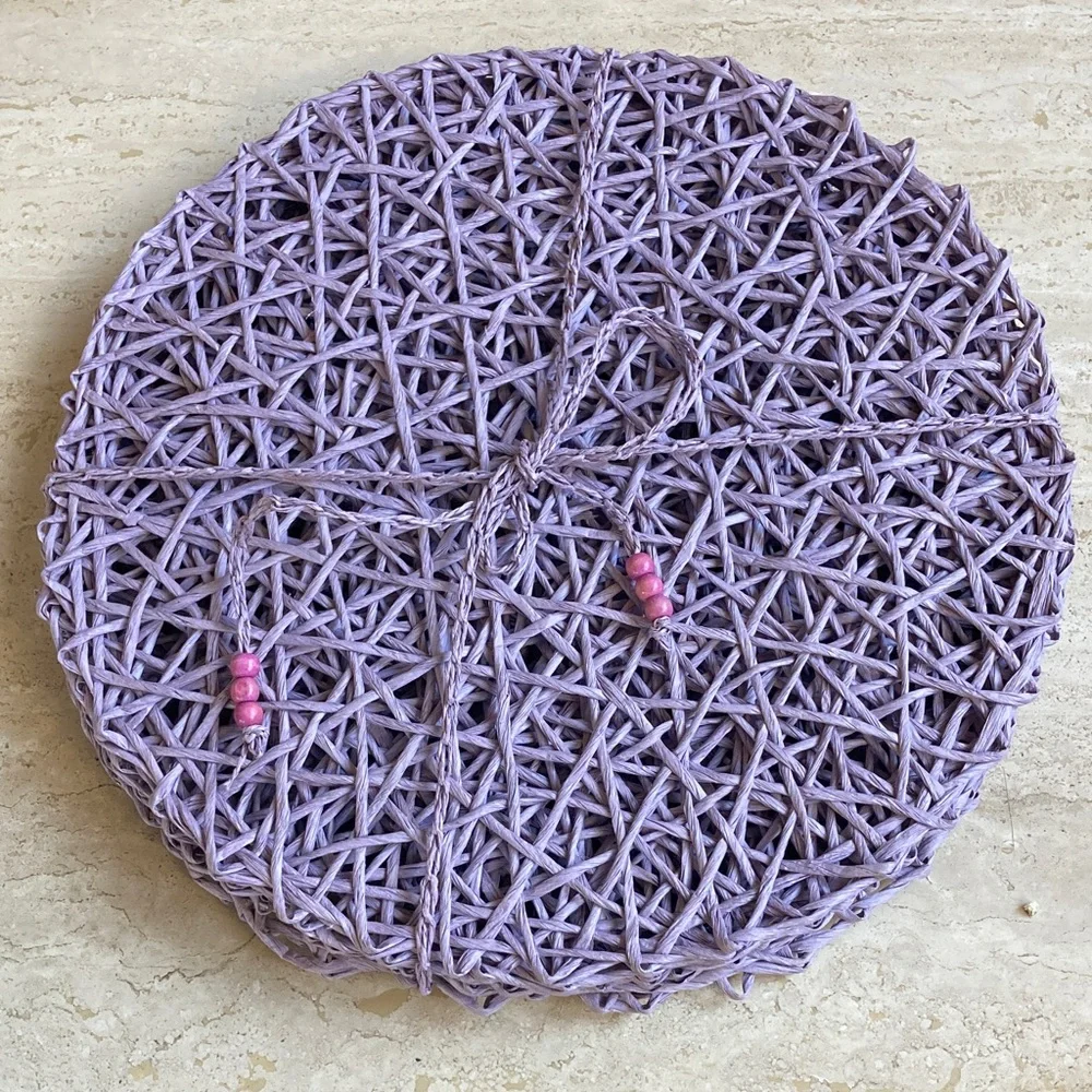 8 Lavender placemats raffia straw